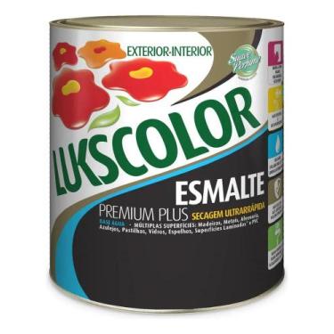 Imagem de Tinta Esmalte Acetinado Preto Base de Água 900ml Lukscolor - Congratul