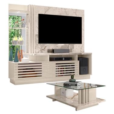 Imagem de Estante Home Theater com Mesa de Centro Frizz Plus Calacata Off White – Madetec