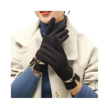 Imagem de Luvas Femininas De Inverno Em Veludo Com Tela Sensível Ao Toque, Aquec