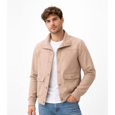 Imagem de Jaqueta Bomber Masculina Em Veludo Aishty Bege, G, Bege
