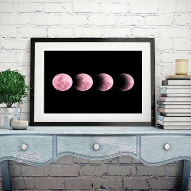 Imagem de Quadro Fotografia Fases da Lua Rosa - 60x48cm