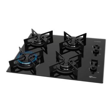 Imagem de Cooktop a Gás Fischer Fit Line Trempe Iron 4 Bocas em Vidro Temperado com Acendimento Automático Preto Bivolt