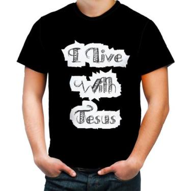 Imagem de Camiseta Colorida I live With Jesus Biblia Gospel 2 - Kasubeck Store®,