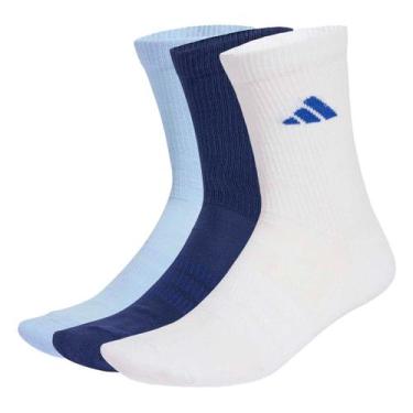 Imagem de Kit Meia Adidas CRW - 3 Pares, Azul, Branco, 40/42