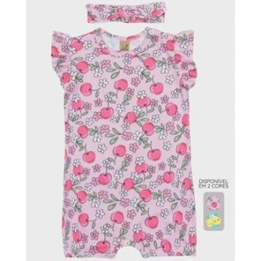 Imagem de Macacão bebê de verão com estampa exclusiva leve e estiloso - Rosa Amarelo - Bebê 3 a 18 meses-Feminino