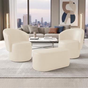 Imagem de Poltrona Kit 2 e Puff Orgânico Malu Max Sintético PU M11 - D`Rossi