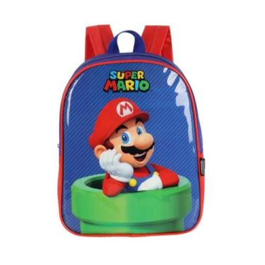 Imagem de Mochila Infantil Costas Creche Super Mario Azul Luxcel