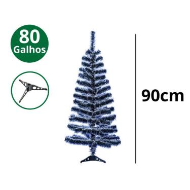 Imagem de Árvore de Natal Nevada 90cm com Galhos Maleáveis Desmontável Branco para Decoração Inte...