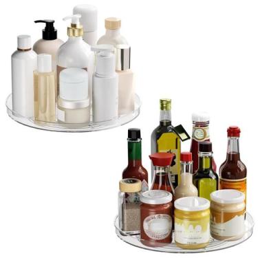 Imagem de Organizador Lazy Susan 2 Unidades Lulltou Bandeja Giratória Transparen
