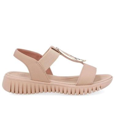 Imagem de Sandalia usaflex couro efeite dourado ref ud11002 feminino, 36, Bege