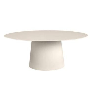 Imagem de Mesa De Jantar Cone Oval Laqueada Off White Vidro 3mm Tamanho:180x90 -