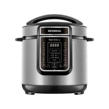 Imagem de Panela de Pressão Elétrica Mondial PE-60-6L-I - 6 Litros, Preto/Inox, 