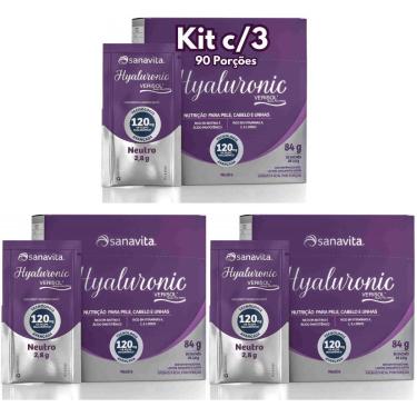 Imagem de Kit 3x Hyaluronic Verisol Sanavita Ácido Hialurônico 120mg com Colágeno Verisol 90 sach...