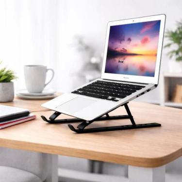 Imagem de Suporte Notebook Ajustável Dobrável Ergonômico 7 Níveis Base Ventilada