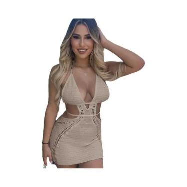 Imagem de Vestido Mini Feminino Vintage De Crochê Com Flores Vazadas, Sem Costas