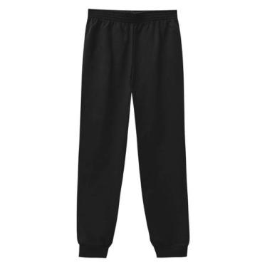 Imagem de Calça de Moletom Infantil Preta Sem Flanelada com Punho - Malwee, 3