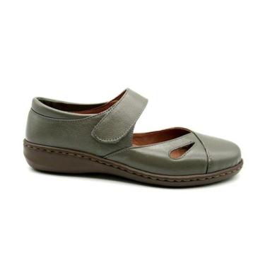 Imagem de Sapato Feminino Alexxa Opananken Anatômico 63807 100% Couro, Musgo, 37