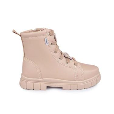 Imagem de Bota Coturno Pampili Infantil Menina Fashion Conforto, 25, Bege