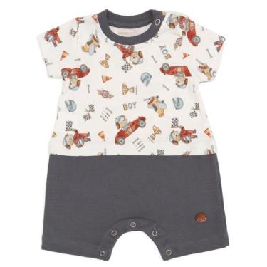 Imagem de Macacão Bebê Menino Ursinho Piloto Off White Mini &amp Co - Mini & Co,