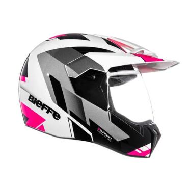 Imagem de Capacete Moto Bieffe 3Sport React Feminino Masculino, Branco e Rosa Br