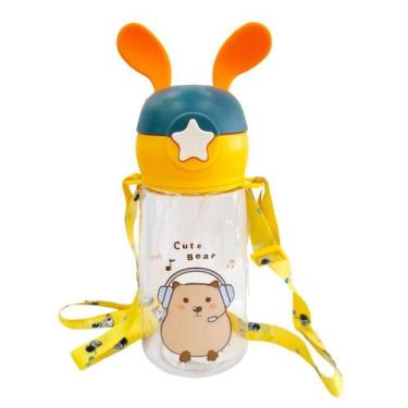 Imagem de Squeeze Infantil 450 ml com Tampa e Alça Amarelo - Quanhe