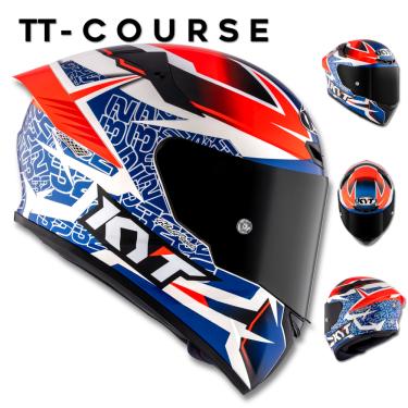 Imagem de Capacete KYT TT Course Vinales Balance Azul Laranja Branco