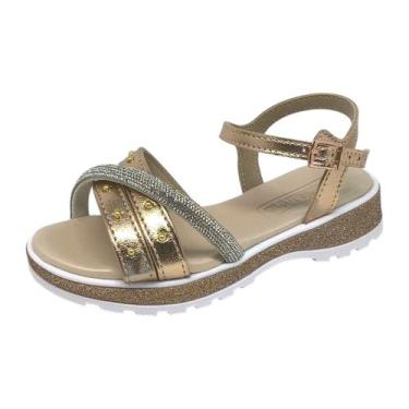 Imagem de Sandalia Infantil Menina Plataforma Leve Estilosa Molekinha, Ouro rosa