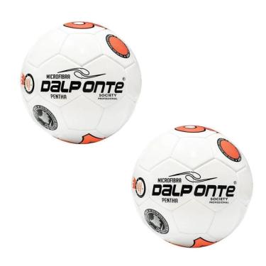 Imagem de Kit 2 Bola de Futebol Society 81 Pentha Microfibra Costurada à Mão Branco Dalponte