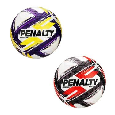 Imagem de Kit 2 Bola de Futebol Society Líder XXVI para Jogos em Grama Sintética Vermelho e Amarelo Penalty
