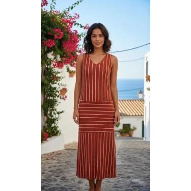 Imagem de Vestido Feminino Midi Malha D Vera, Terra cota, GG / VESTE 44/46
