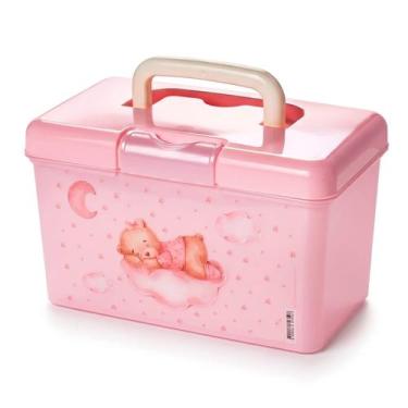 Imagem de Caixa Farma Ursa Rosa Porta Remédios Organizadora 1.7L Com Trava para 