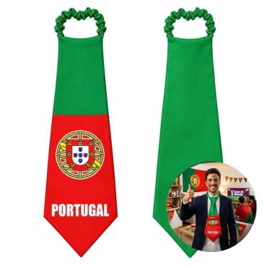 Imagem de Gravatão Gigante Divertido Copa do Mundo Portugal de Poliéster 59cm para Torcida e Festas