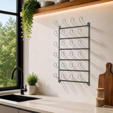 Imagem de Escorredor de Copos 24 Lugares de Parede Porta Copos para Cozinha Rest