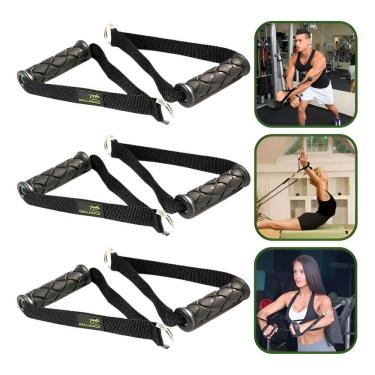 Imagem de 3 Pares Crossover De Mão Puxador Profissional Academia Treino Pilates Yoga