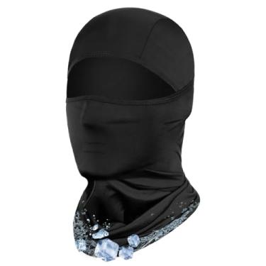 Imagem de Achiou Máscara de esqui Balaclava Shiesty, motocicleta verão gelo seda refrescante fina respirável proteção UV para homens e mulheres, Preto, Tamanho Único