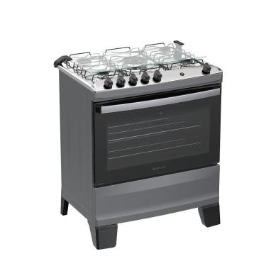 Imagem de Fogão a Gás Piso 5 Bocas Gás GLP Atlas Agile Up Mesa Inox Acendimento Automático Titânio Bivolt