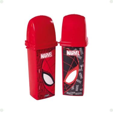 Imagem de Porta Escova Dental Plasútil Dental Case Homem Aranha para Higiene Bucal em Polipropileno BPA FREE Vermelho 290ML