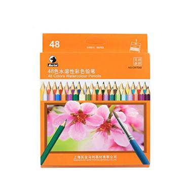 Imagem de Lápis de cor solúvel em água com 48 cores, matérias-primas para pintura especial, caixa de caneta pintada à mão