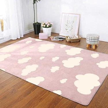 Imagem de Tapete Infantil Antiderrapante Nuvens 100x140CM (Rosa)