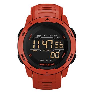 Imagem de Relógio de pulso eletrônico esportivo multifuncional para uso ao ar livre com pedômetro, contador de calorias, cronômetro, à prova d'água de 50 m para corrida, natação (vermelho)