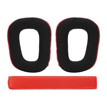 Imagem de Headphone Earpads Headband, Earpads Headband Set Fácil de instalar Subwoofer de alta elasticidade para fone de ouvido Logitech G930(vermelho)