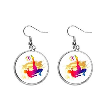 Imagem de Brinco feminino torcido, jogador de futebol, bicicleta, orelha, pendente, prata, joia feminina