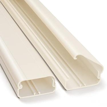 Imagem de ZhiYo Capa de cabo de TV para parede, corretivo de cabo de 80 cm, ocultador de cabos para TV montada na parede, capa de cabo pintável para esconder fios, kit de pista de arame bege, 2X C 15,20 cm L