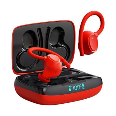 Imagem de Fone De Ouvido Bluetooth SHWE Sem Fio Ipx7 Tws À Prova D' Água Com Microfone Intra Auricular Controle de Toque Esportivo Para Esportes, Corrida e Academia Com Ganchos De Ouvido (vermelho)