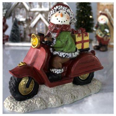 Imagem de Decoração Enfeite Natal Boneco De Neve Lambreta Com Led 20Cm