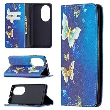 Imagem de For Huawei P50 Pro Colored Drawing Pattern Invisible Magnetic Horizontal Flip PU Leather Case with Holder & Card Slots & Wallet