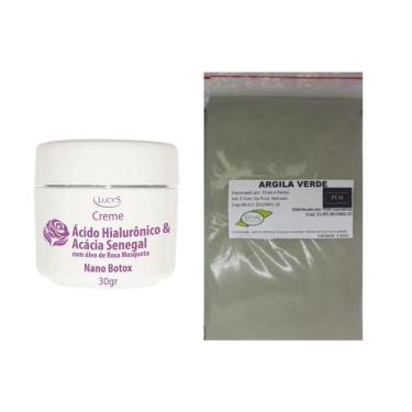 Imagem de Argila Pura Verde 500G E Creme Nano Botox Ác. Hialurônico