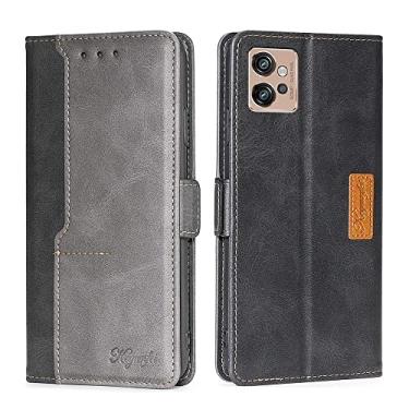 Imagem de For Motorola Moto G32 4G Contrast Color Side Buckle Leather Phone Case