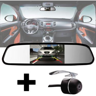 Imagem de Kit Espelho Retrovisor Monitor Tela LCD 4.3 + Câmera Ré