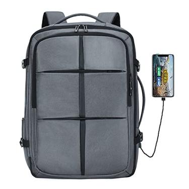 Imagem de Mochila para laptop de 17,6 polegadas expansível de grande capacidade mochila de carregamento USB mochila de negócios à prova d'água bolsa de bagagem para camping, cinza, 45 x 30 x 18 cm